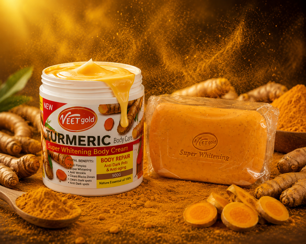 Turmeric super whitening body cream and soap. 250g Soap & 500ml face and body cream.